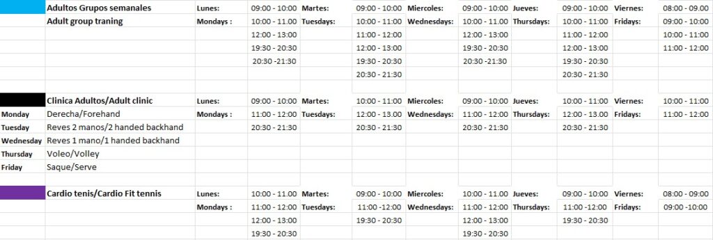 adults timetable T3